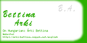 bettina arki business card